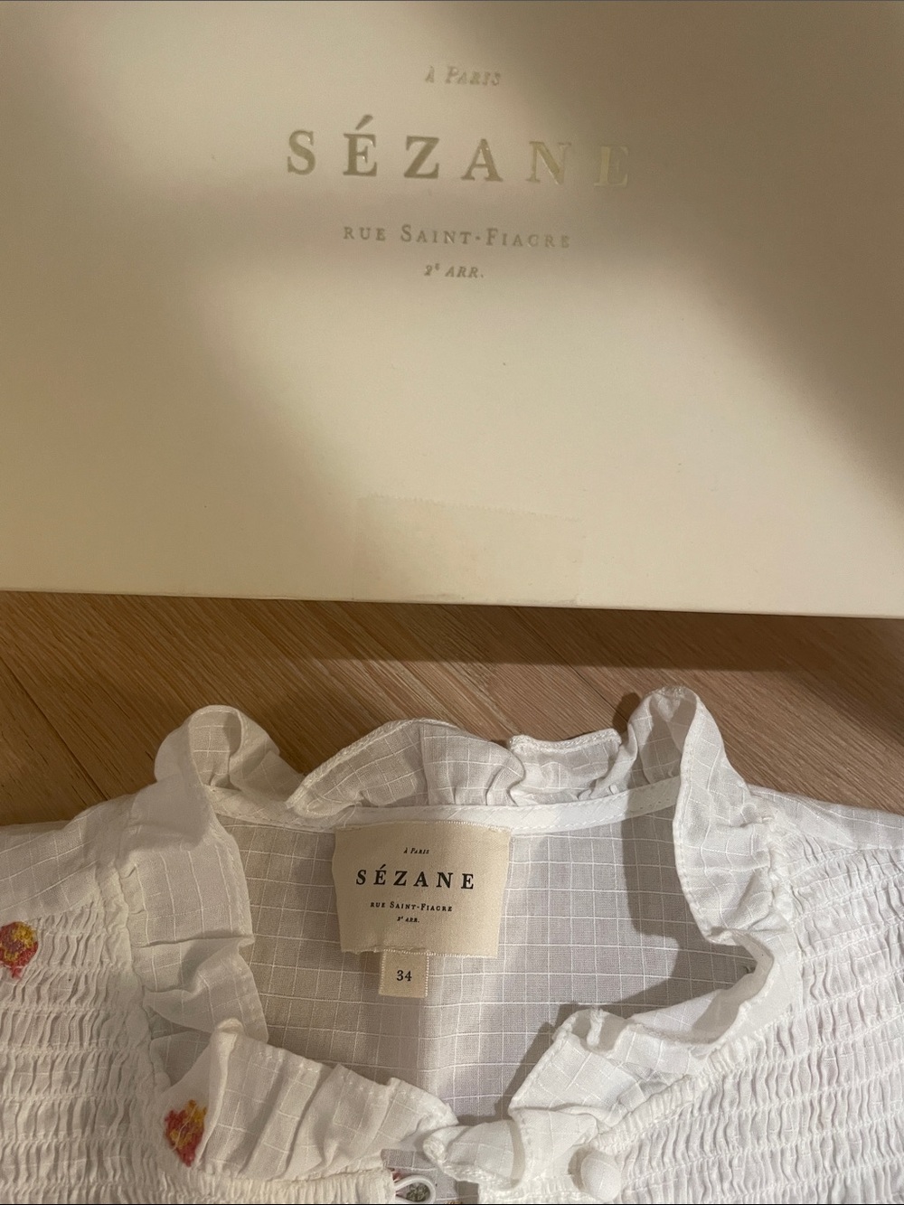 Sezane Donna Blouse NWT Europen Size 36/ US Size 2 Like New - Picture 6 of 12